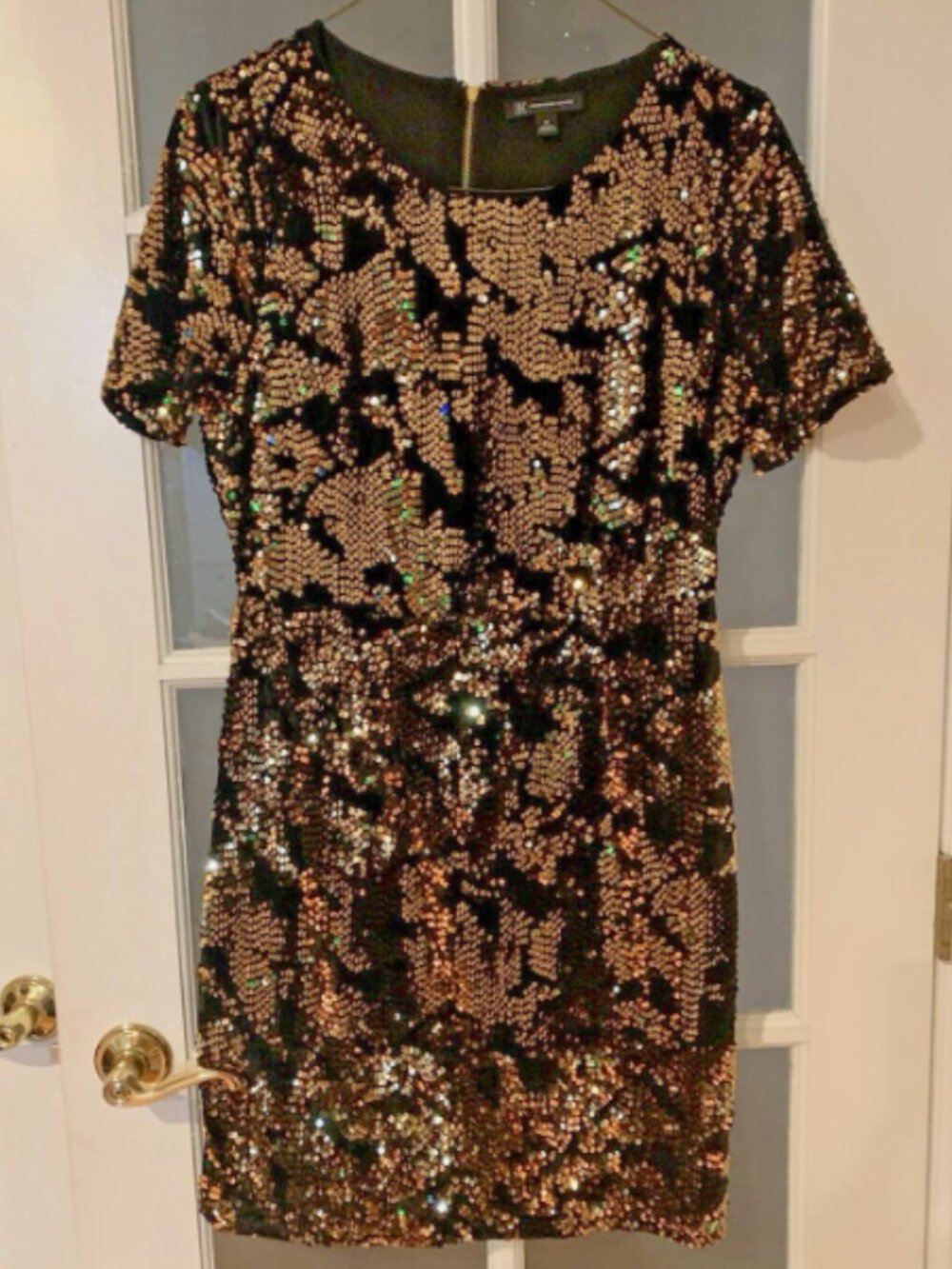 INC (International Concepts) Black Velvet w/Gold Sequin (M)